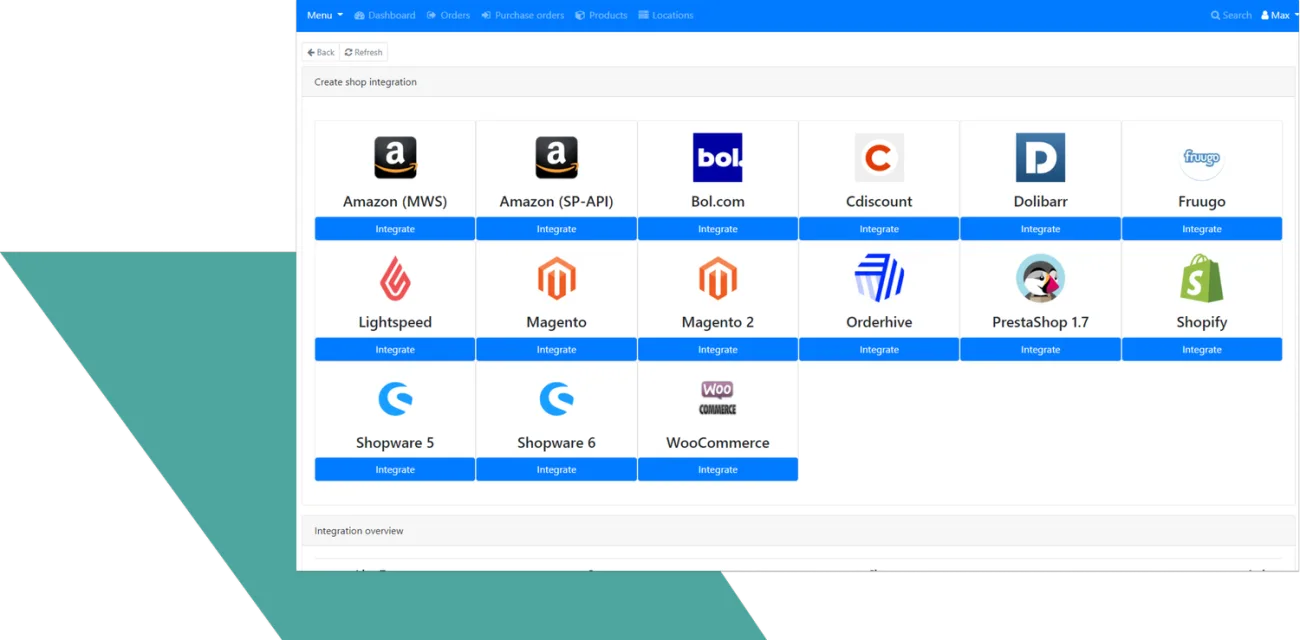 CloudWMS webshop and marketplace integrations: Amazon, Bol.com, Shopify, Magento, WooCommerce and more